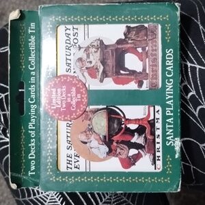 New 1996 Santa playing cards two decks in collectable tin limited edition